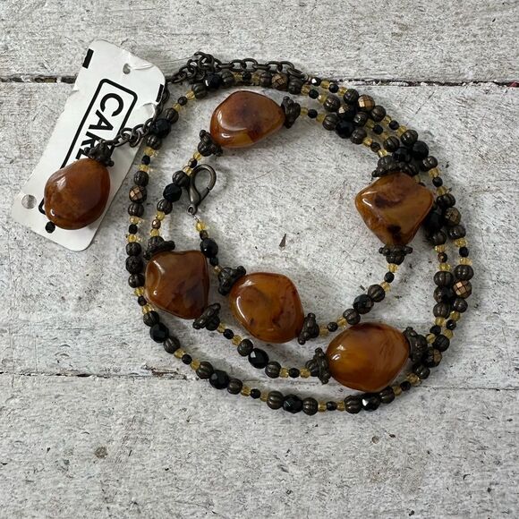 Vintage Carlisle NWT 125.00 Polished Stone Chain Belt - Picture 1 of 9